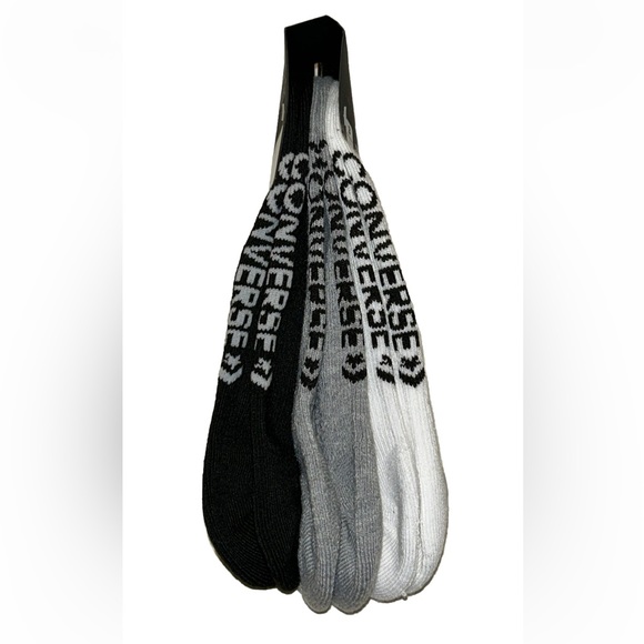 Converse Ultra Low Socks 3 Pair Women 4-10 White Gray Black w Dual Logo 4 Chucks - Picture 7 of 11